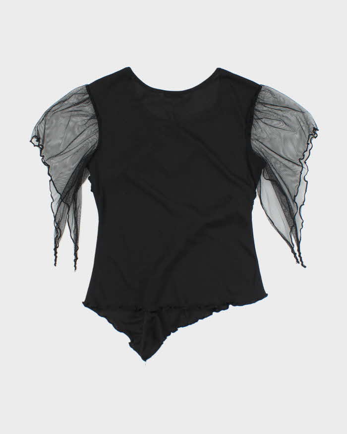 Vintage Y2k 00s Chunhing Ruffle Asymmetric Hem Top - S