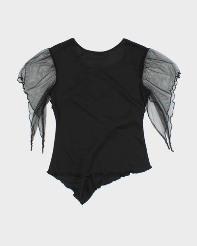 Vintage Y2k 00s Chunhing Ruffle Asymmetric Hem Top - S