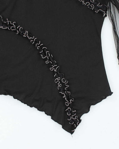 Vintage Y2k 00s Chunhing Ruffle Asymmetric Hem Top - S