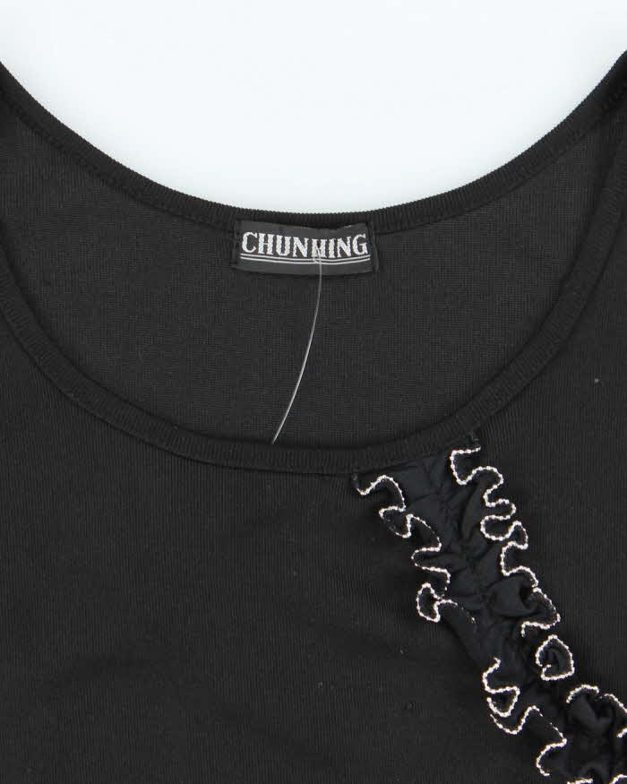 Vintage Y2k 00s Chunhing Ruffle Asymmetric Hem Top - S