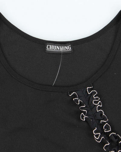 Vintage Y2k 00s Chunhing Ruffle Asymmetric Hem Top - S