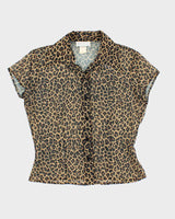Vintage 90s XOXO Leopard Print Mesh Blouse - L