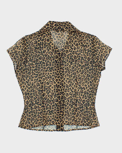 Vintage 90s XOXO Leopard Print Mesh Blouse - L