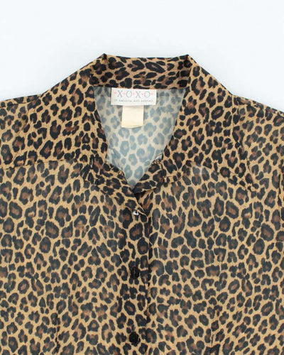 Vintage 90s XOXO Leopard Print Mesh Blouse - L