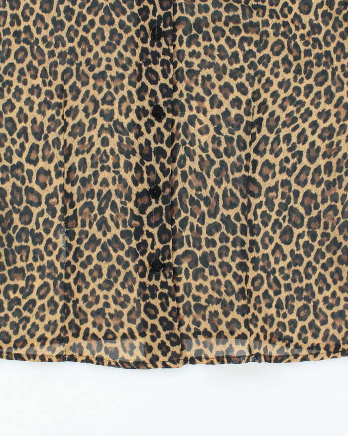 Vintage 90s XOXO Leopard Print Mesh Blouse - L