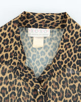 Vintage 90s XOXO Leopard Print Mesh Blouse - L
