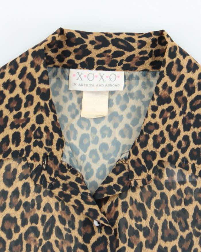 Vintage 90s XOXO Leopard Print Mesh Blouse - L