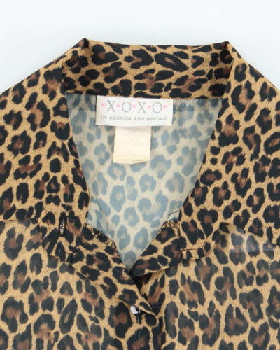 Vintage 90s XOXO Leopard Print Mesh Blouse - L