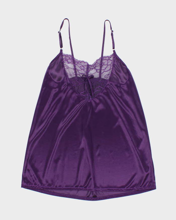 Vintage Y2k 00s Purple Satin &amp; Lace Cami - XS