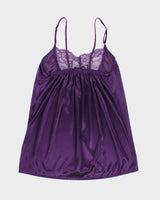 Vintage Y2k 00s Purple Satin &amp; Lace Cami - XS