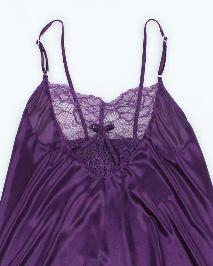 Vintage Y2k 00s Purple Satin &amp; Lace Cami - XS