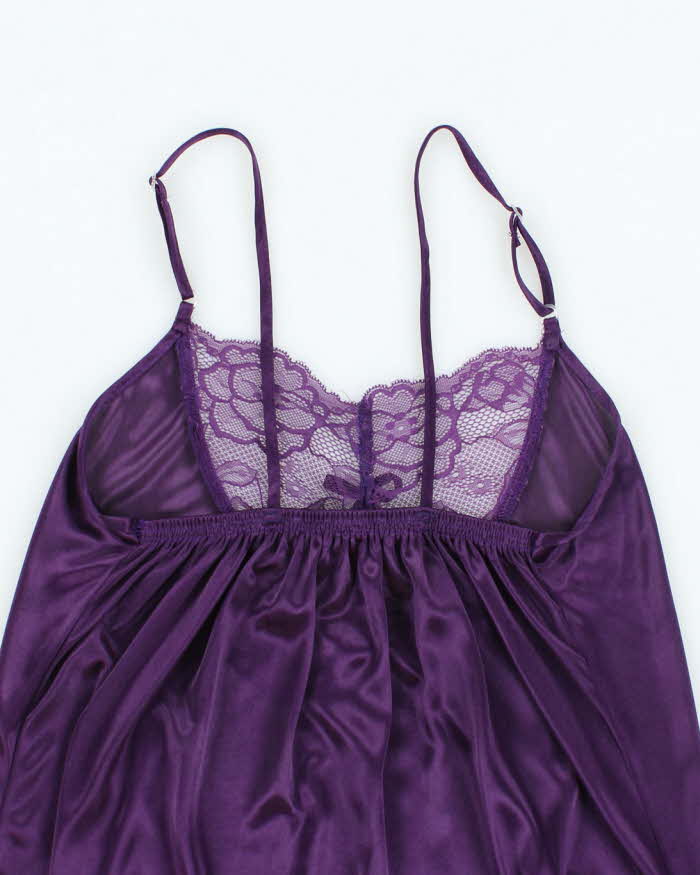 Vintage Y2k 00s Purple Satin &amp; Lace Cami - XS