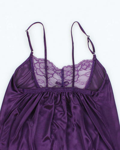 Vintage Y2k 00s Purple Satin & Lace Cami - XS