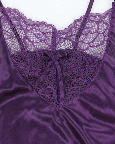 Vintage Y2k 00s Purple Satin & Lace Cami - XS