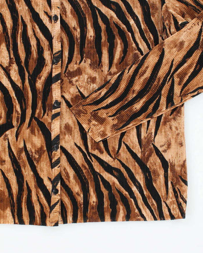 Vintage Y2k 00s Bellessa Animal Print Pleated Button-Up Top - L