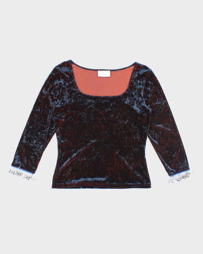 Vintage 90s Hanky Panky Velvet Beaded Top - M