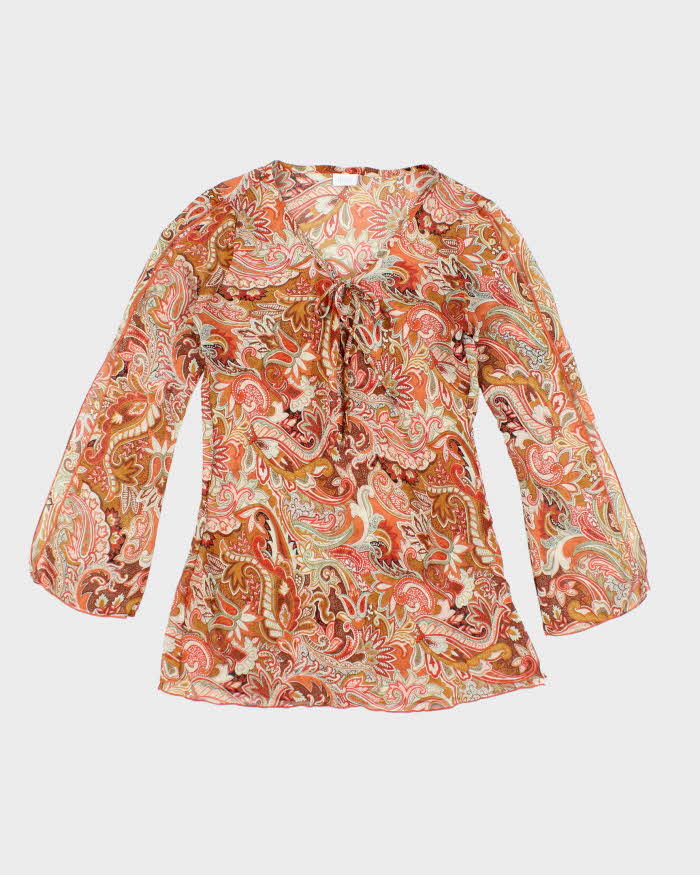 Vintage Y2k 00s Suzy Paisley Pattern Sheer Top - S