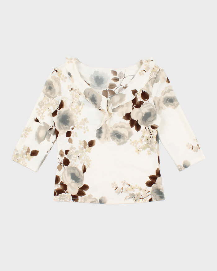 Vintage Y2k 00s Floral Ruffle Top - S