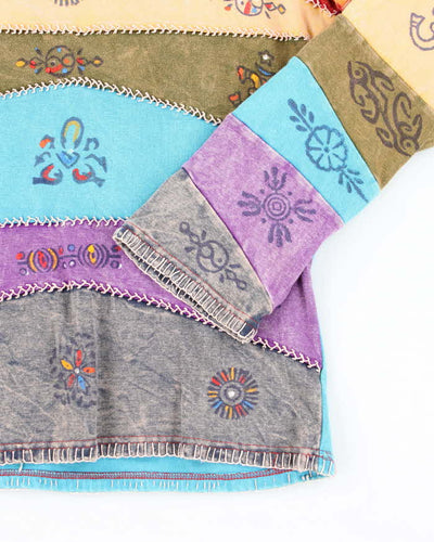 Vintage Y2k 00s Rising International Patchwork Hippie Top - XL
