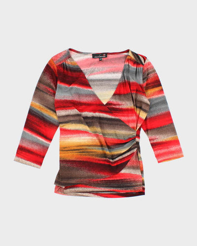 Vintage Y2k 00s Laura Striped Wrap Style Top - M