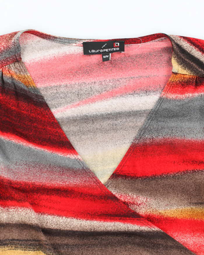 Vintage Y2k 00s Laura Striped Wrap Style Top - M