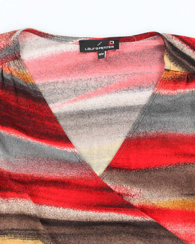 Vintage Y2k 00s Laura Striped Wrap Style Top - M