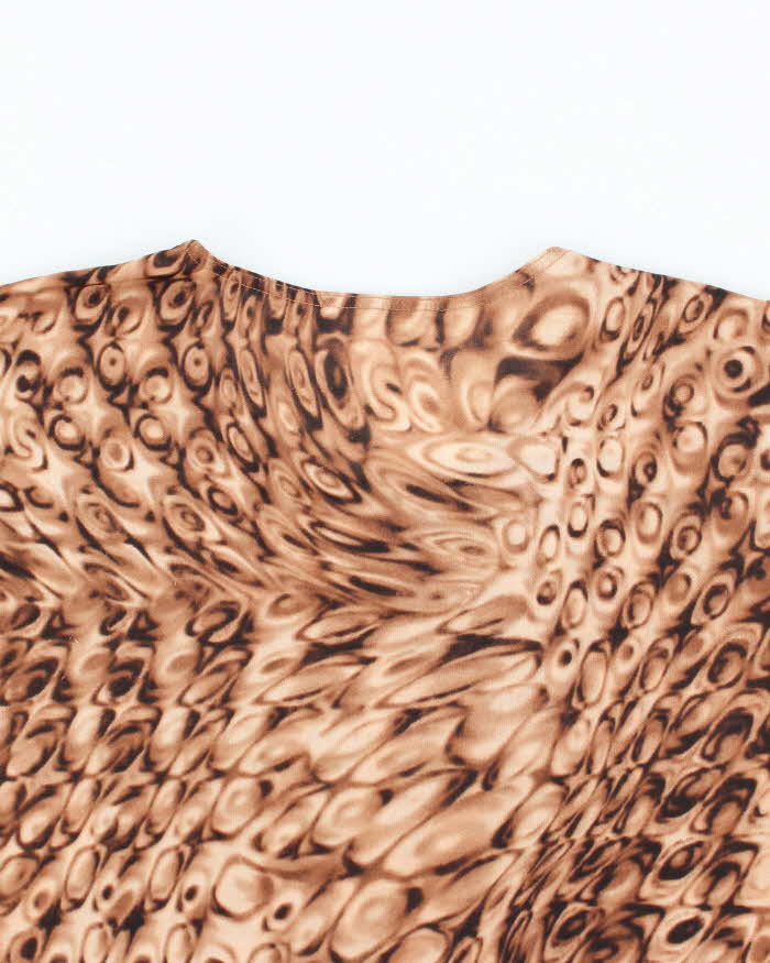 Vintage 90s Brown Pattern Sheer Top - XL