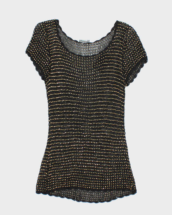 Vintage Y2k 00s Alberto Makali Crochet Beaded Top - M