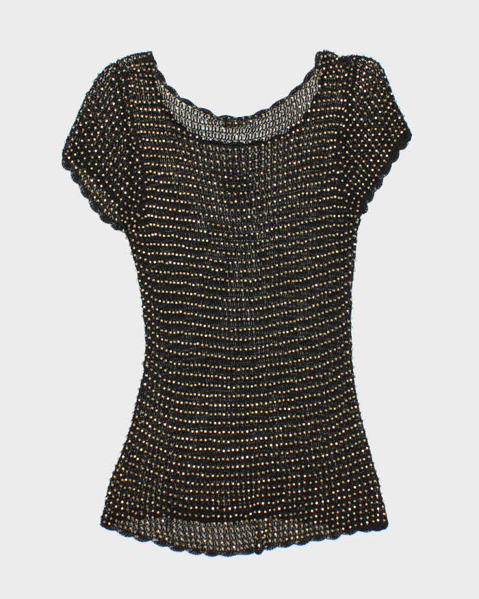 Vintage Y2k 00s Alberto Makali Crochet Beaded Top - M
