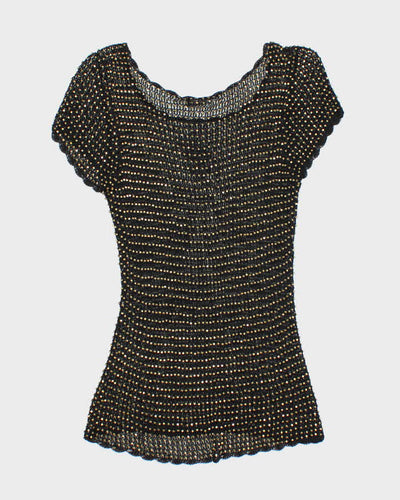 Vintage Y2k 00s Alberto Makali Crochet Beaded Top - M