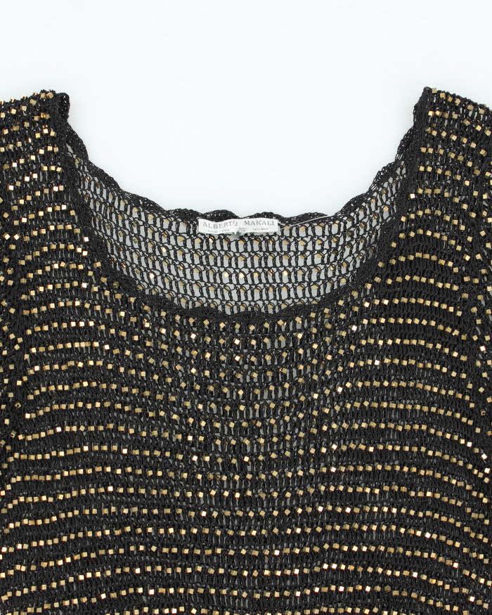 Vintage Y2k 00s Alberto Makali Crochet Beaded Top - M