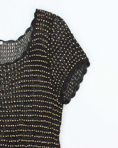 Vintage Y2k 00s Alberto Makali Crochet Beaded Top - M