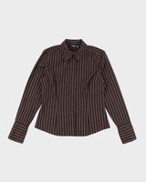 Vintage Y2k 00s Mexx Brown Stripe Blouse - M