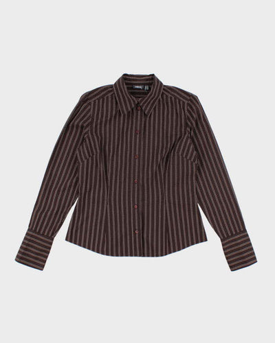 Vintage Y2k 00s Mexx Brown Stripe Blouse - M
