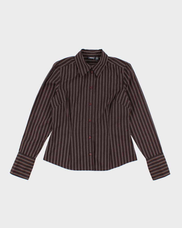Vintage Y2k 00s Mexx Brown Stripe Blouse - M
