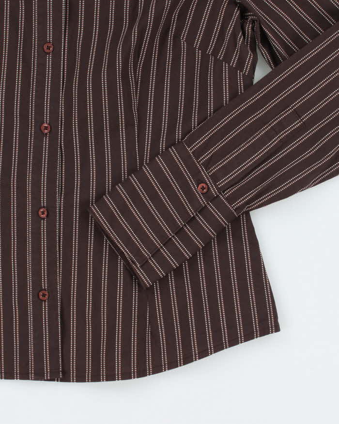 Vintage Y2k 00s Mexx Brown Stripe Blouse - M