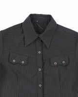 Vintage Y2k 00s Western Pin Stripe Blouse - S
