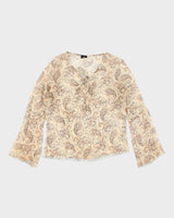 Vintage 90s Bella Paisley Pattern Mesh Top - M