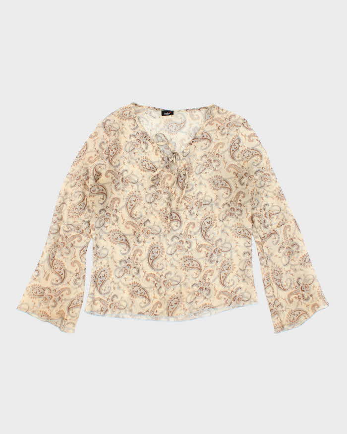 Vintage 90s Bella Paisley Pattern Mesh Top - M