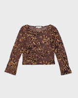 Vintage Y2k 00s Jaqueline Connor Mesh Velvet Floral Top - S