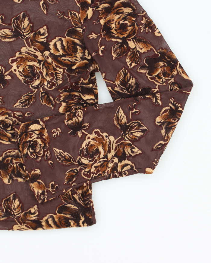 Vintage Y2k 00s Jaqueline Connor Mesh Velvet Floral Top - S