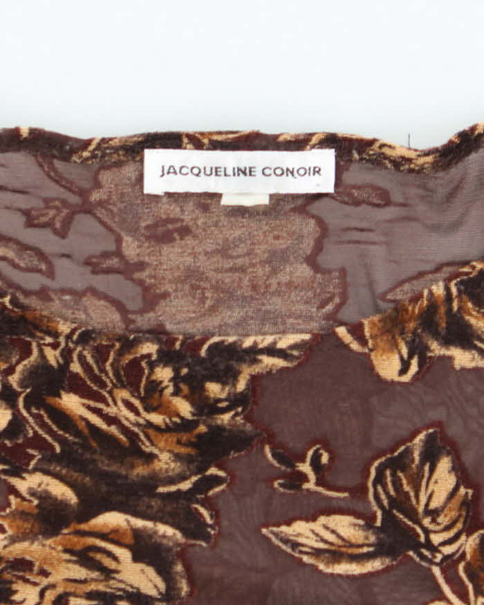 Vintage Y2k 00s Jaqueline Connor Mesh Velvet Floral Top - S