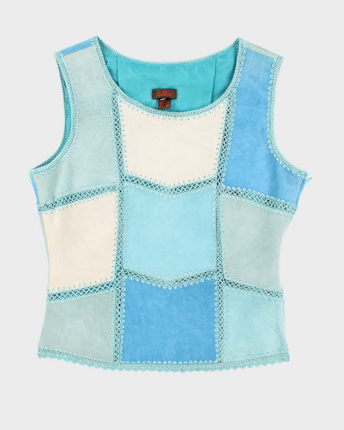 Vintage Danier Blue Suede Patchwork Top - S