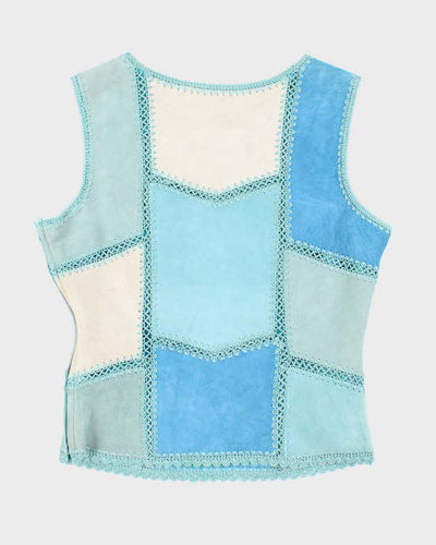 Vintage Danier Blue Suede Patchwork Top - S