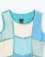 Vintage Danier Blue Suede Patchwork Top - S