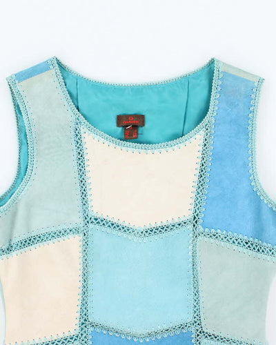 Vintage Danier Blue Suede Patchwork Top - S