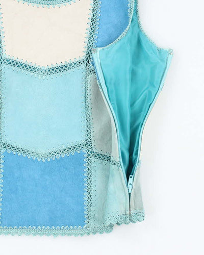 Vintage Danier Blue Suede Patchwork Top - S