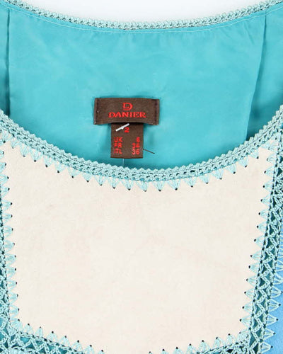 Vintage Danier Blue Suede Patchwork Top - S