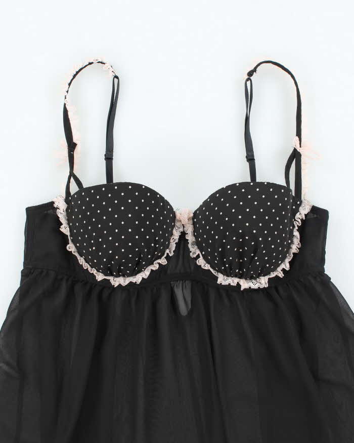 Vintage Y2k 00s La Senza Polka Dot Mesh Top - M