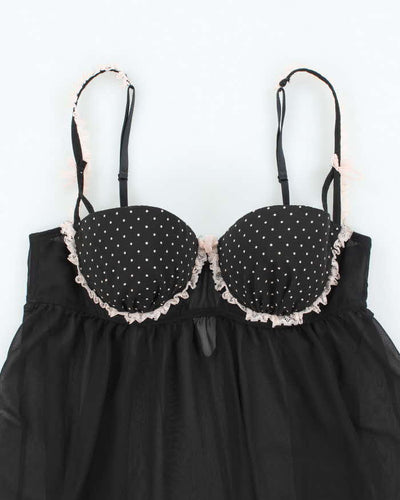 Vintage Y2k 00s La Senza Polka Dot Mesh Top - M